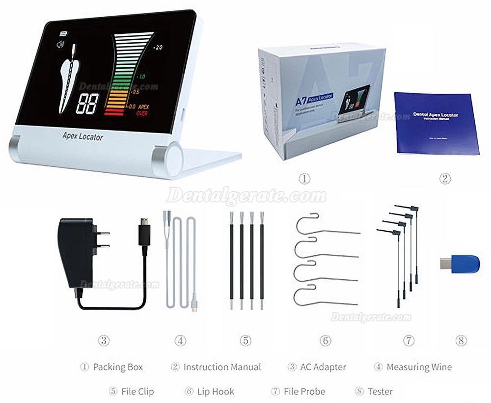 Mecoo A7 Dental Faltbarer Apexlokalisator mit 4,1-Zoll LED-hintergrundbeleuchtetes Display